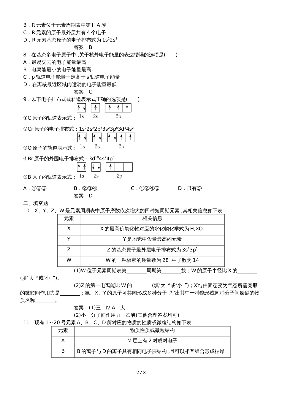 高三一轮复习同步练习卷：原子结构与性质_第2页