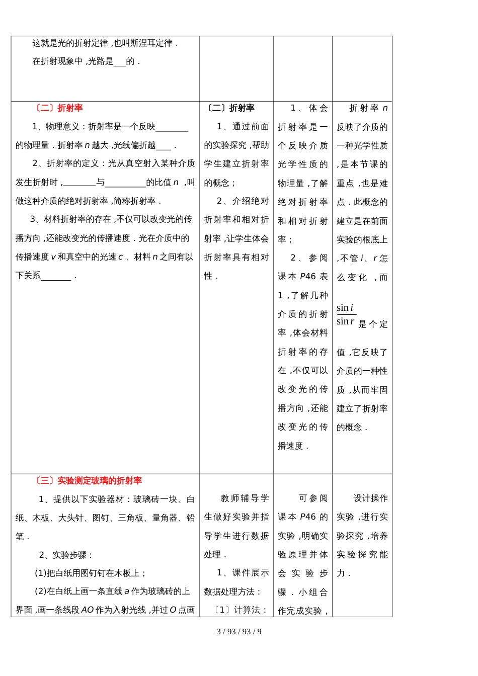 高二物理选修34第十三章13.1光的反射与折射教案_第3页