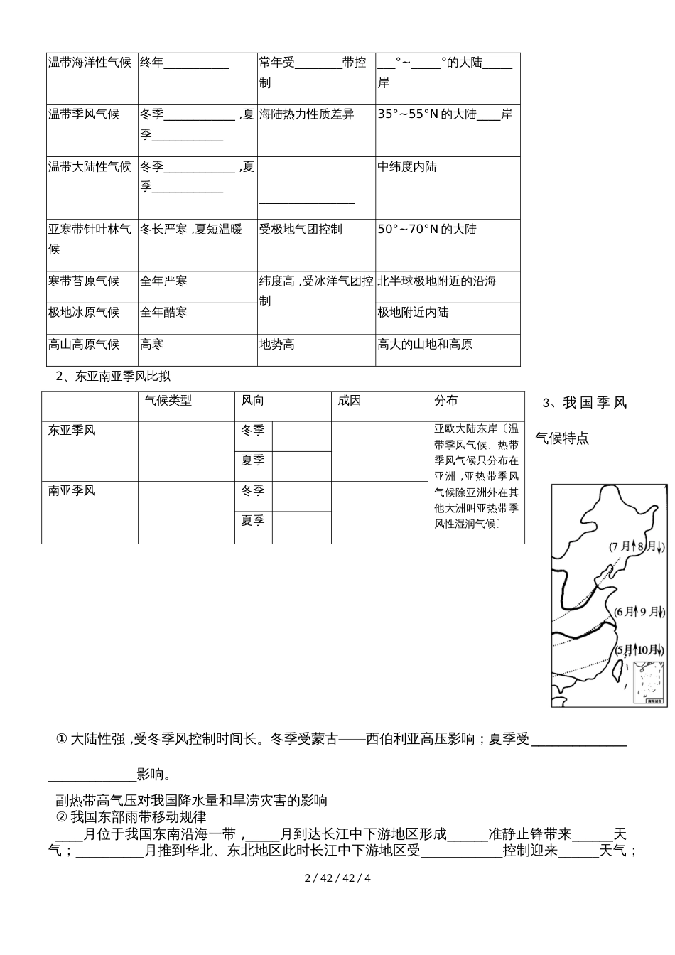 高考一轮复习人教版必修一气候专题学案资料_第2页