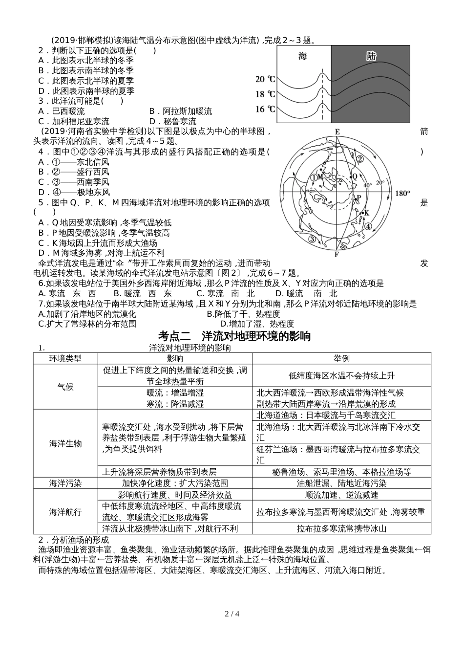 高考高三地理一轮复习洋流及其对地理环境的影响讲义（经典打印版）_第2页