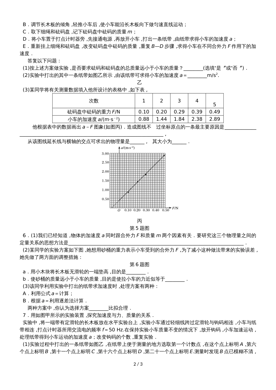 高考物理一轮复习 课时作业（十二）实验、探究： 加速度与物体的质量、物体的受力的关系_第2页