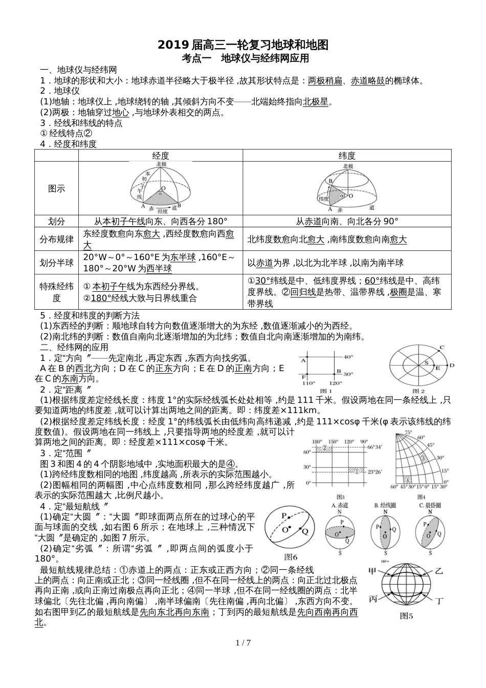 高三地理一轮复习地球和地图讲义（经典打印）_第1页