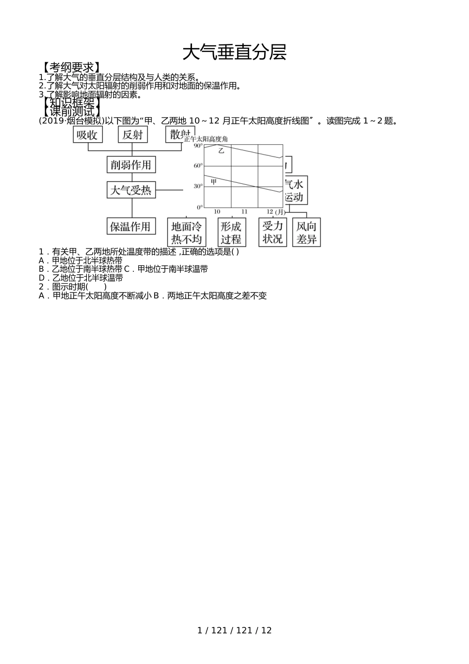 高考一轮复习《大气垂直分层》讲义（含解析）_第1页