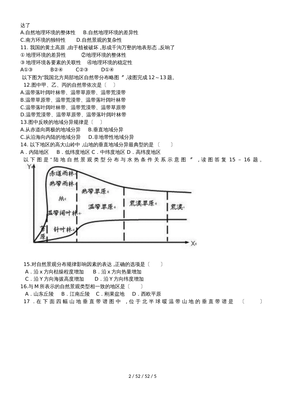 高一地理必修1第三章《从圈层作用看地理环境内在规律》专题测试_第2页