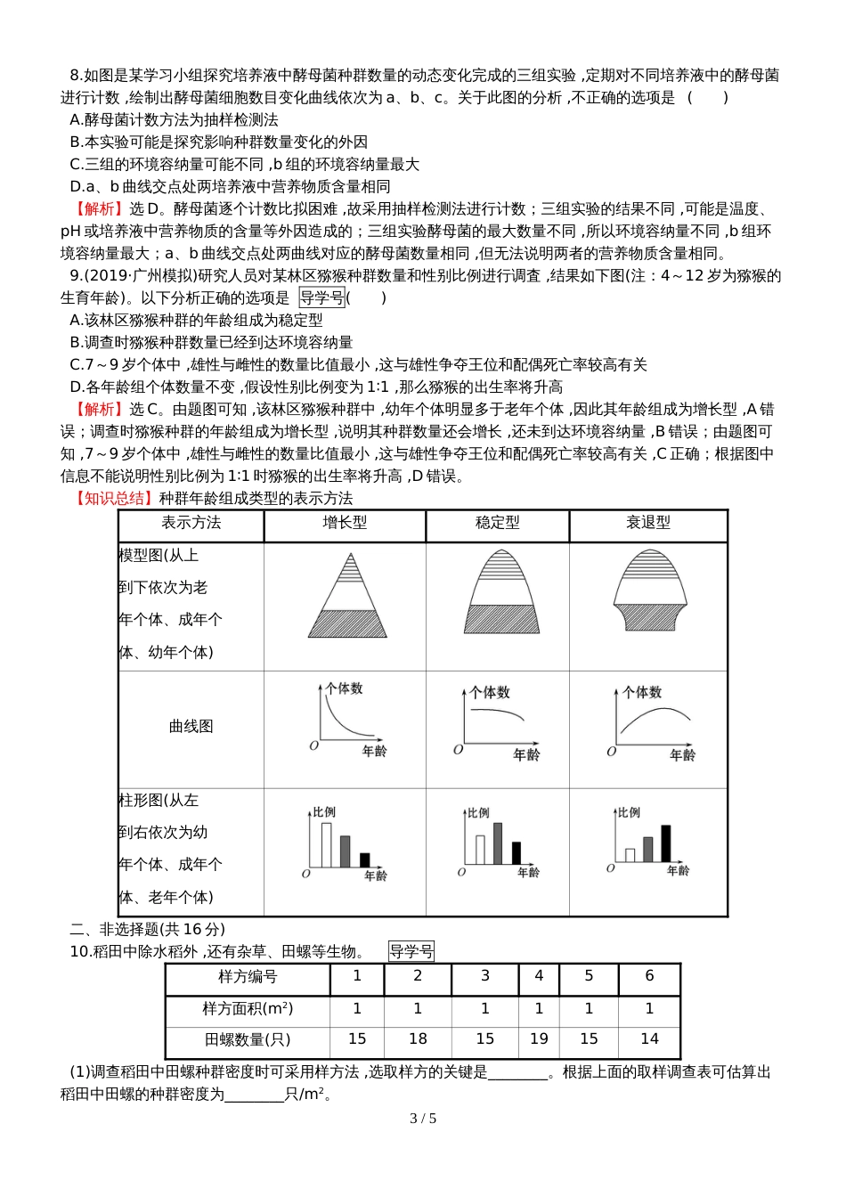 高考生物一轮复习课时分层作业三十一第九单元生物与环境第1课种群的特征和数量的变化新人教版_第3页