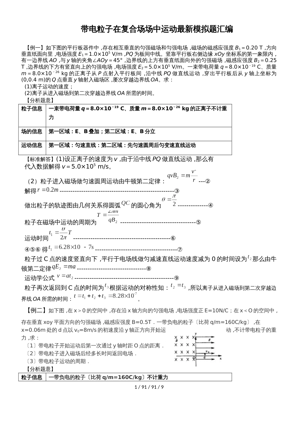 高三一轮复习专题：带电粒子在复合场场中运动最新模拟题汇编_第1页