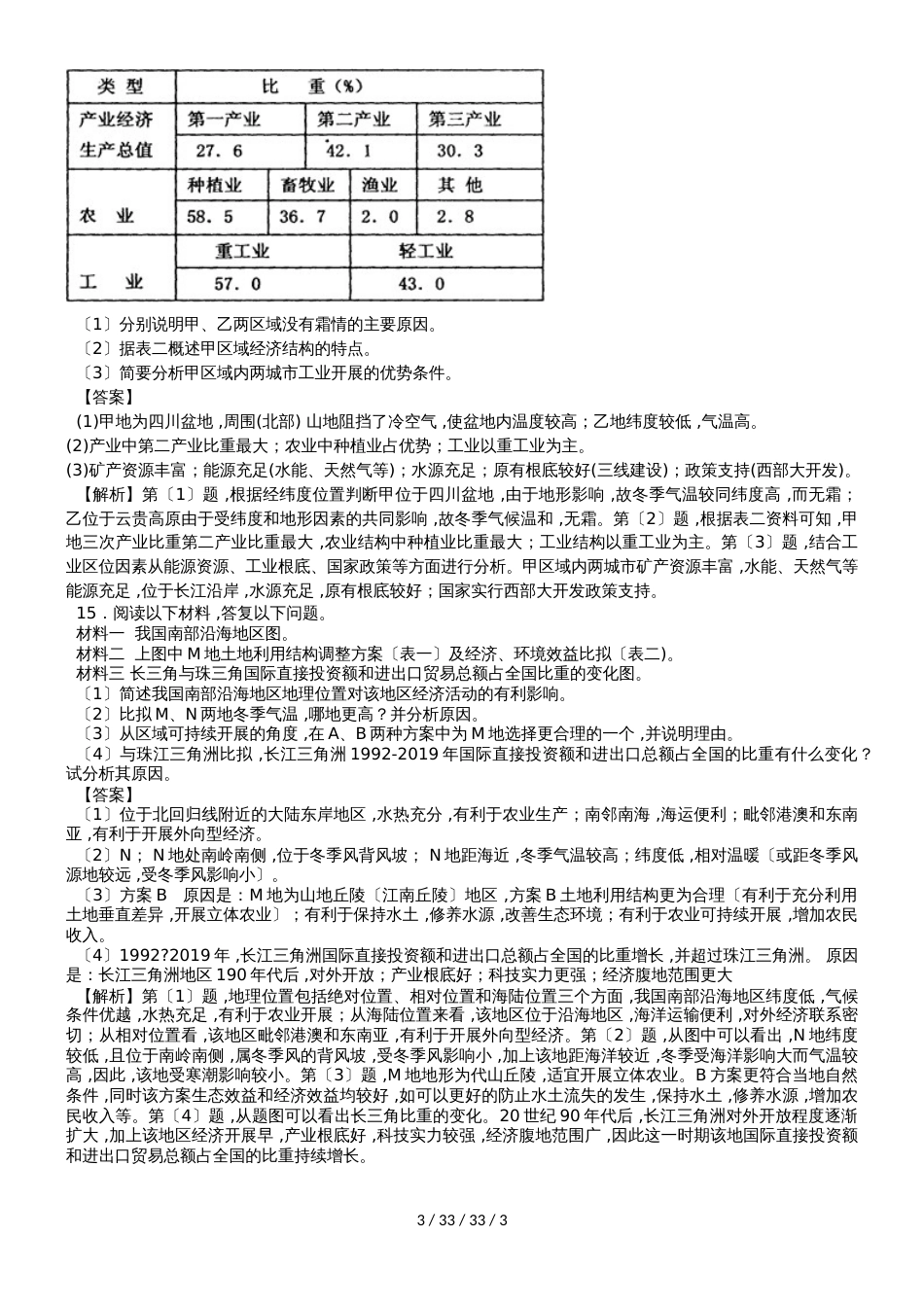 高考一轮复习区域工业化与城市化专题训练题_第3页