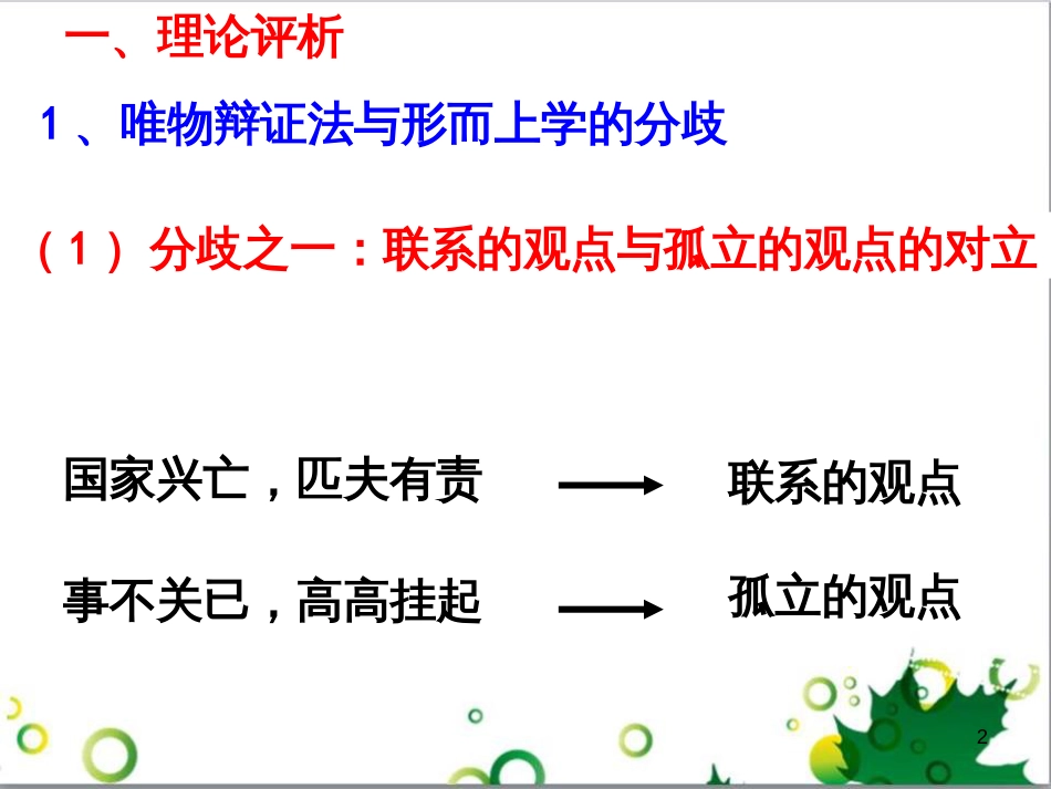 高中政治《综合探究 坚持唯物辩证法 反对形而上学》课件2 新人教版必修4_第2页