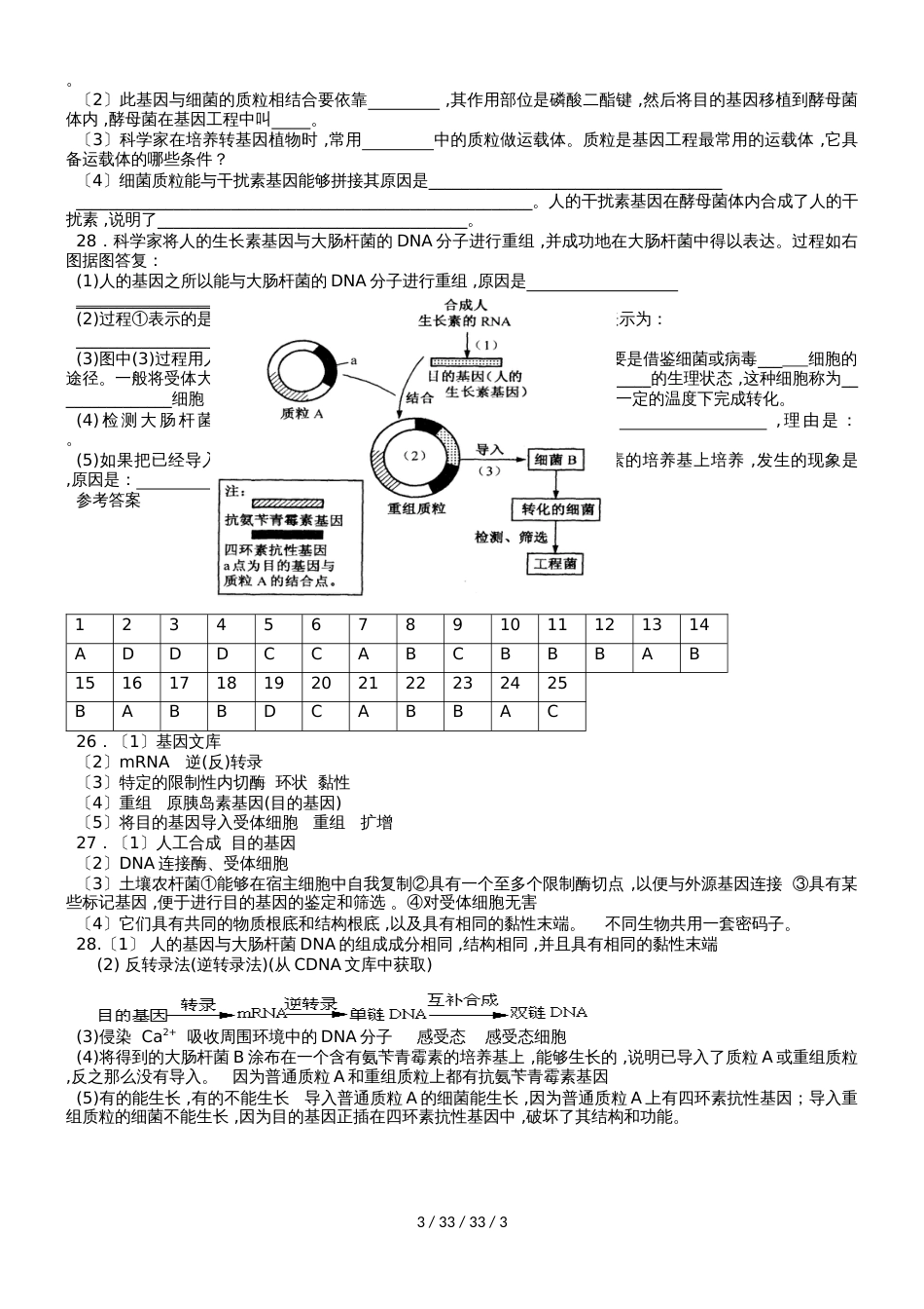 广东省中山市高中生物 第6章 从杂交育种到基因工程 6.2 基因工程及其应用练习新人教版必修2_第3页