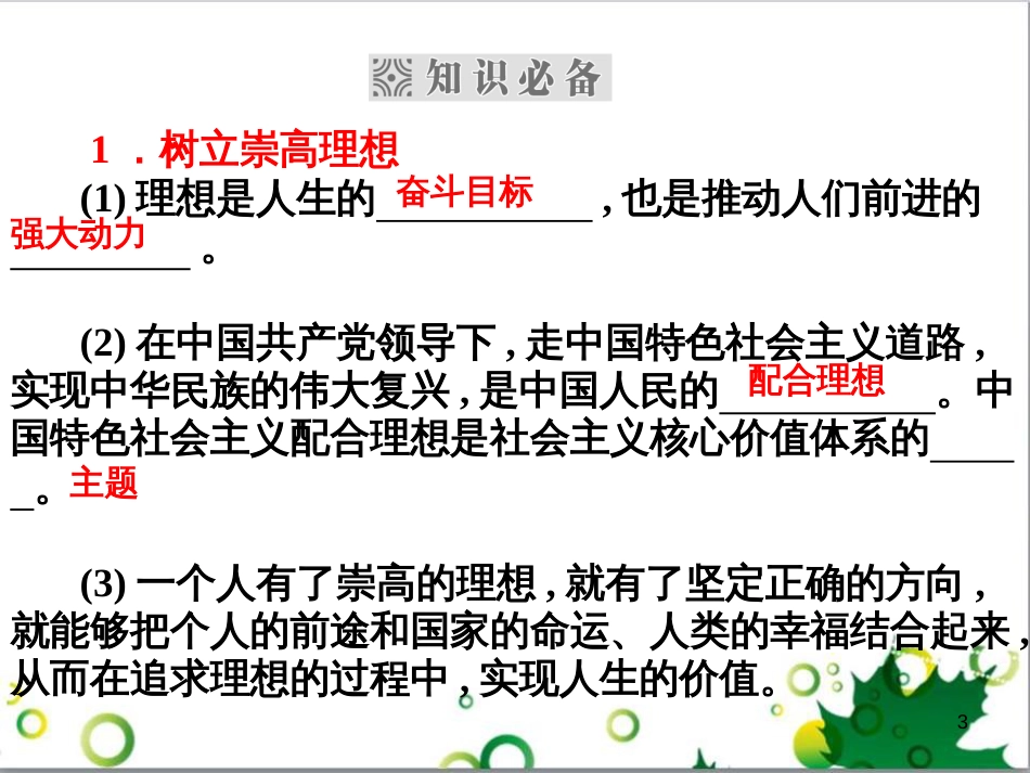 高中政治《综合探究 坚定理想 铸就辉煌》课件1 新人教版必修4_第3页