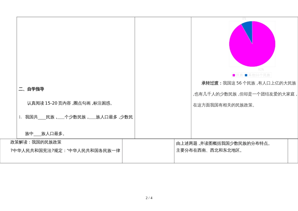 河北省武安市马家庄乡中学八年级上册教案第一章第三节民族_第2页