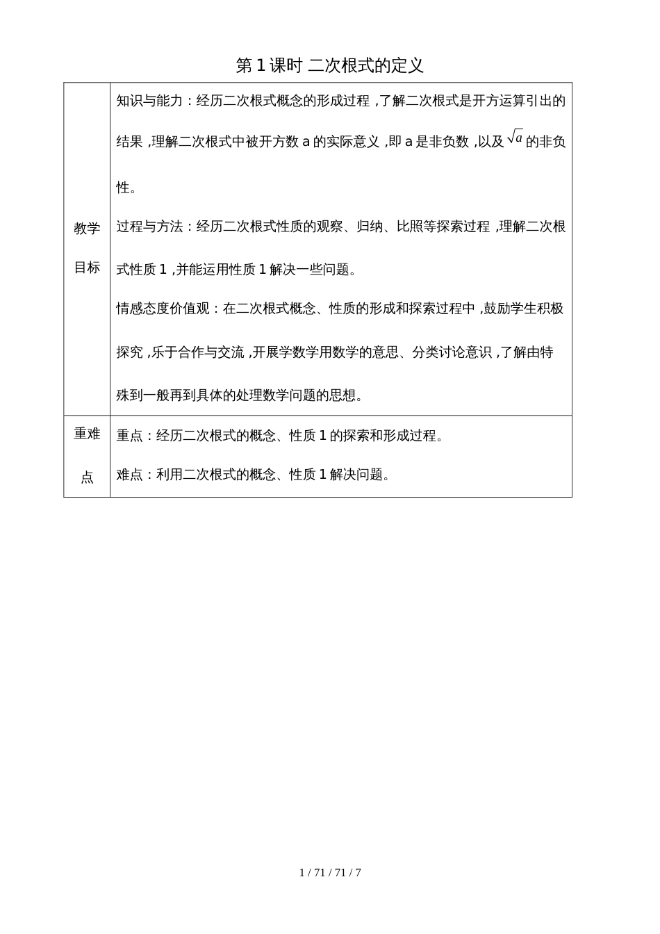 沪科版八年级下册 16.1 二次根式 教案（共2课时）_第1页