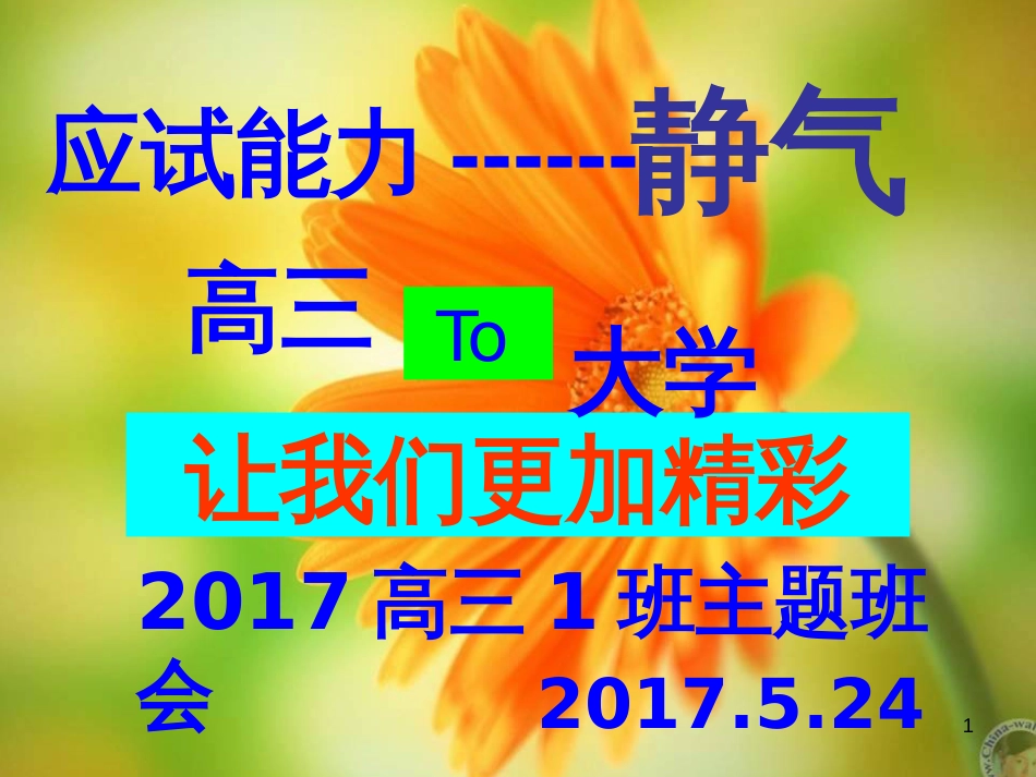 黑龙江省安达市育才高中应试能力——静气 (共14张PPT)_第1页