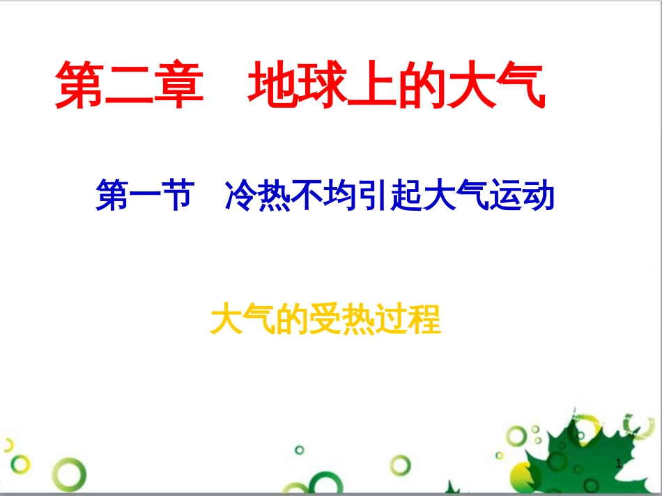 高中地理 第二章 地球上的大气 第一节 冷热不均引起的大气运动-大气的受热过程课件 新人教版必修1_第1页