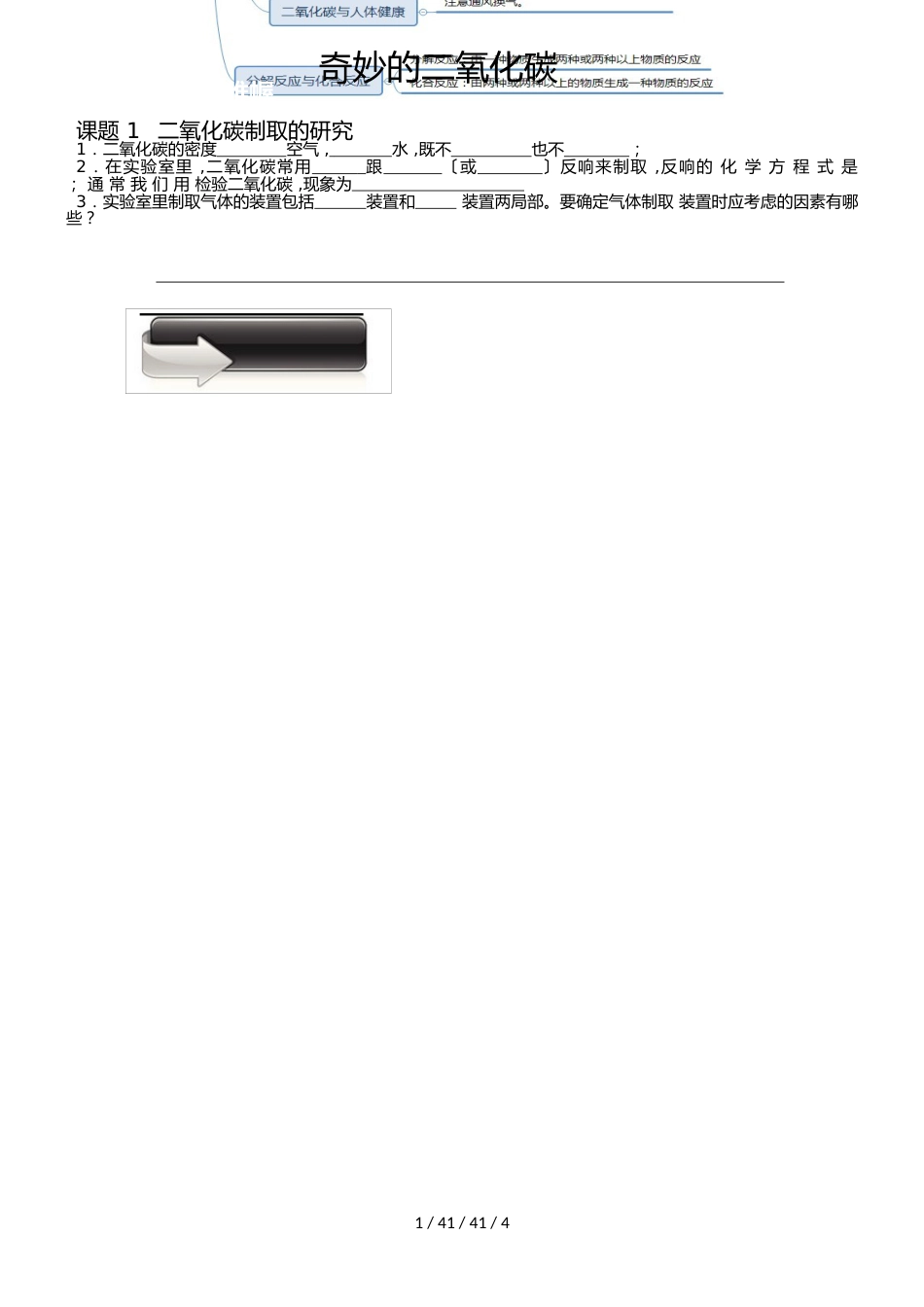 沪教版九年级全册（全国版）第二章 第二节 奇妙的二氧化碳（word 无答案）_第1页