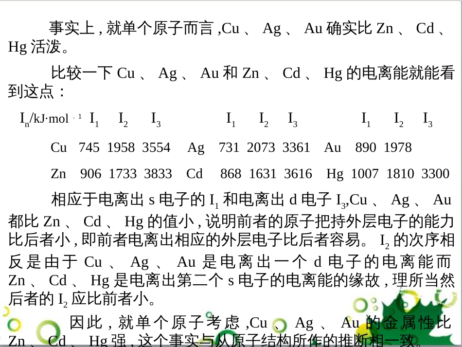 高中化学热力学复习 15 关于Cu、Ag、Au和Zn、Cd、Hg活泼性的讨论课件_第2页