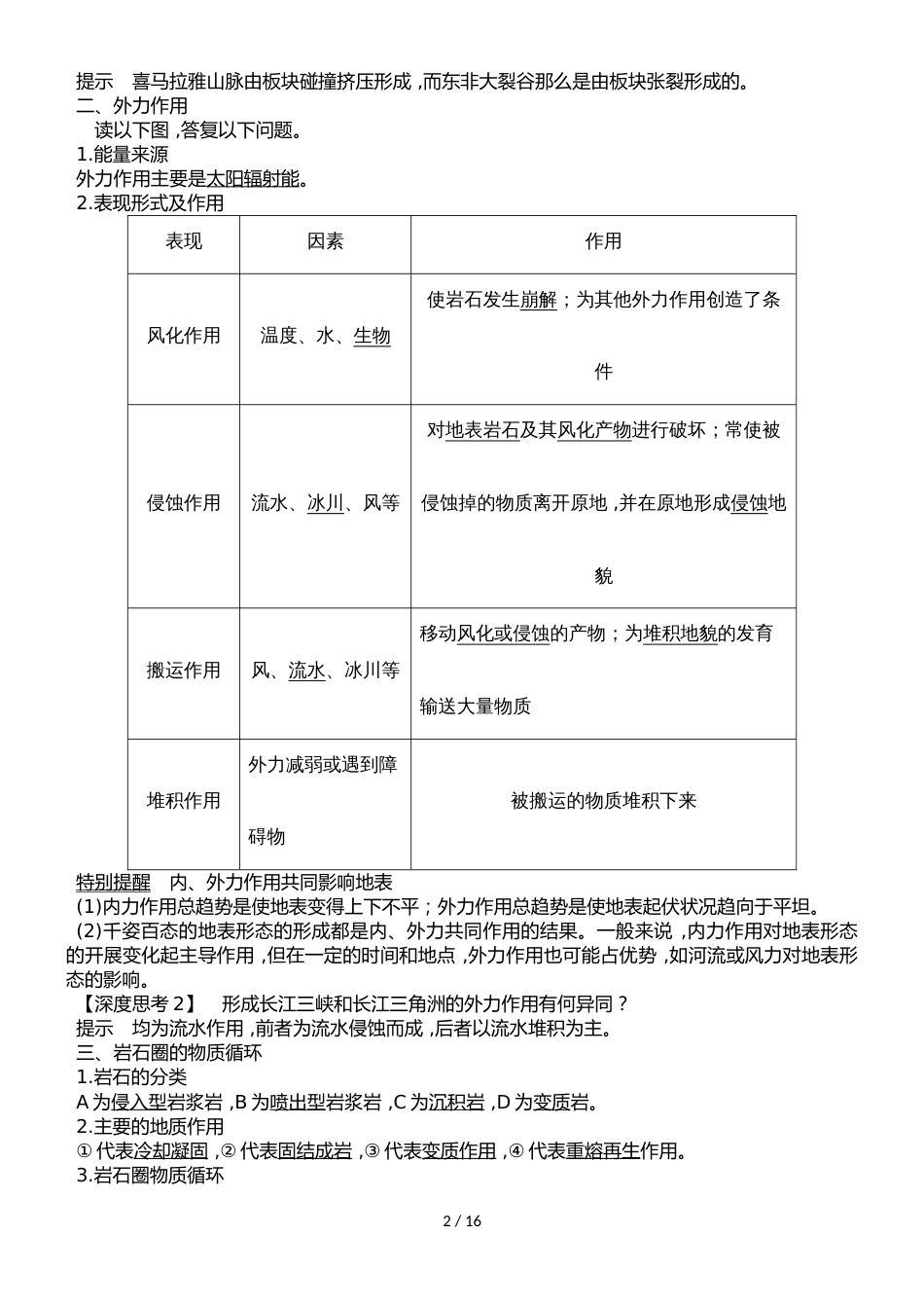 河北衡水中学高考地理专题复习：第四单元 第12讲营造地表形态的力量_第2页