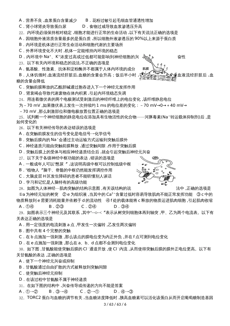 湖南省醴陵市第一中学20182019学年高二生物上学期第一次月考试题_第3页