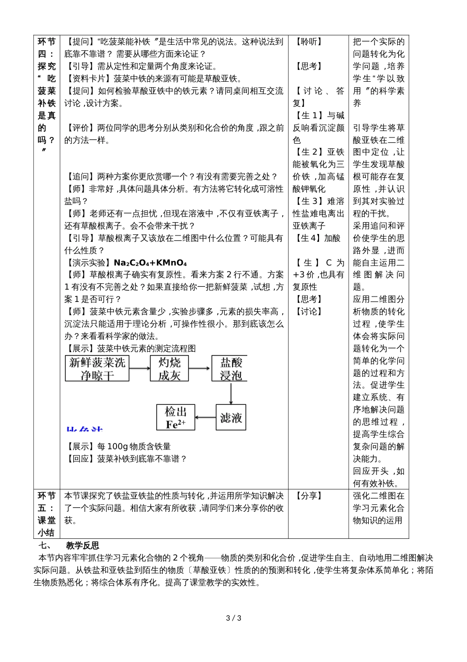 广西南宁市第三中学人教版高中化学必修一：3.2《铁盐和亚铁盐》教学设计_第3页