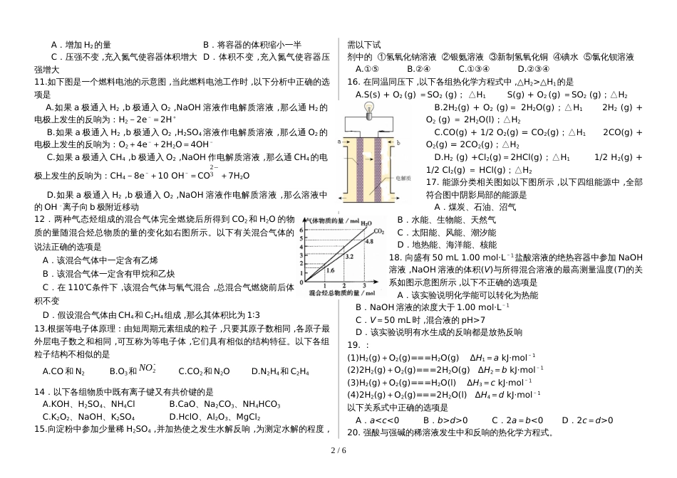 吉林省吉林市普通高中阶段测试化学收题_第2页