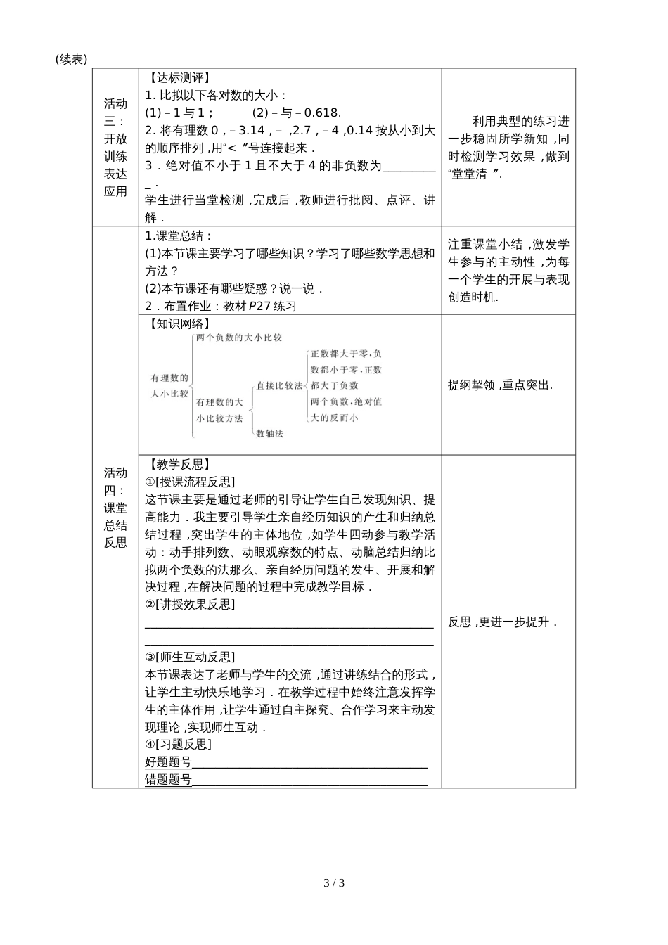 华东师大版七年级数学上册2．5　有理数的大小比较教案_第3页