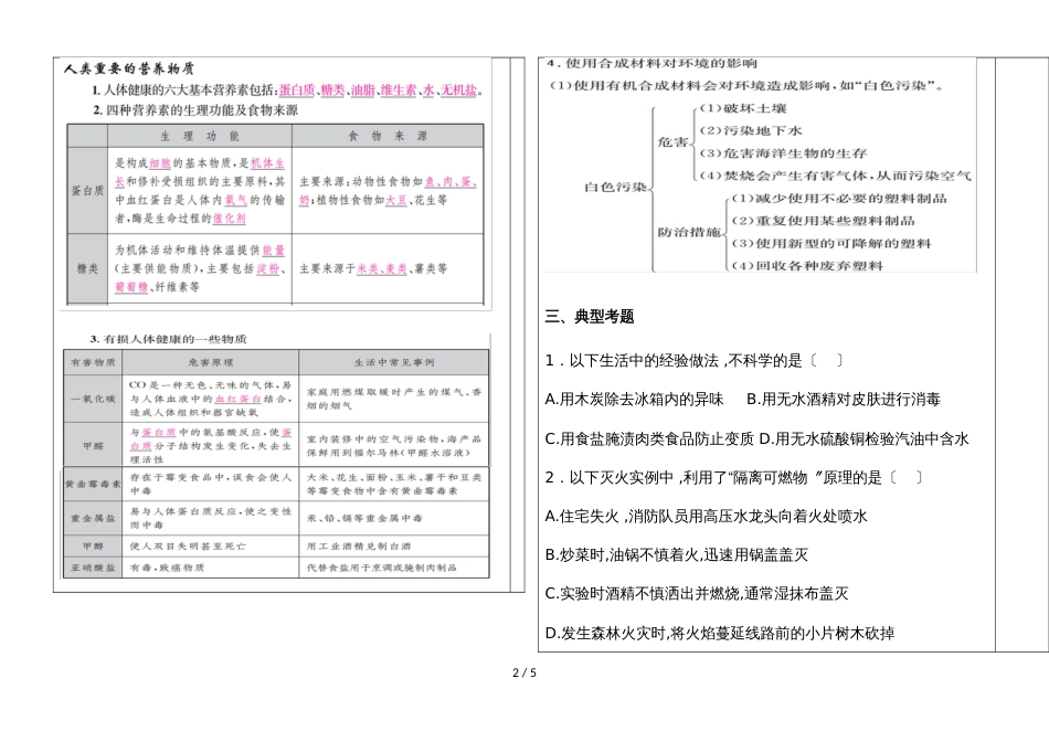 河北省邯郸市第二十五中学第二学期九年级化学通案 总复习化学和STS_第2页