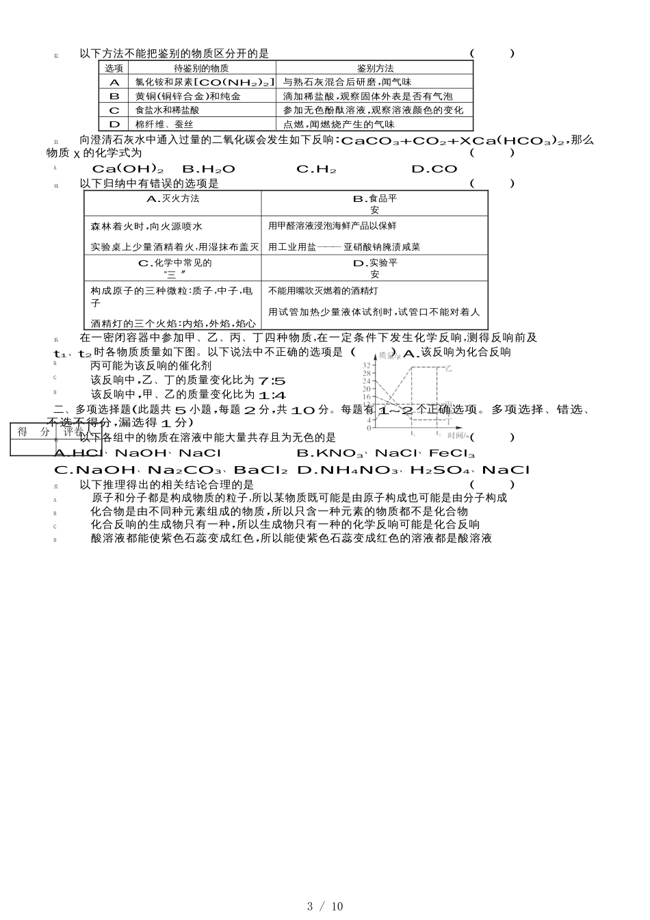 黑龙江龙东地区中考升学模拟大考卷（六）化学试卷及答案（word版）_第3页