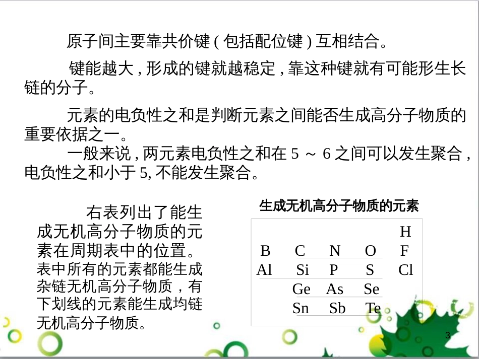 高中化学热力学复习 5 无机高分子课件_第3页