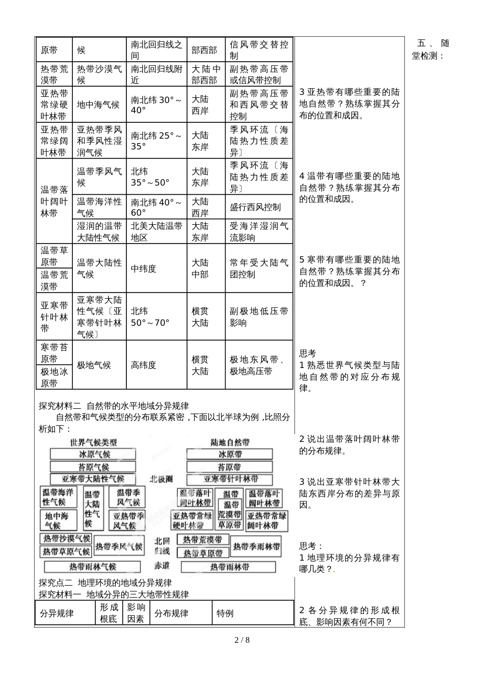广东省惠州市第一中学人教版高中地理必修一5.2《自然地理环境的差异性》学案_第2页