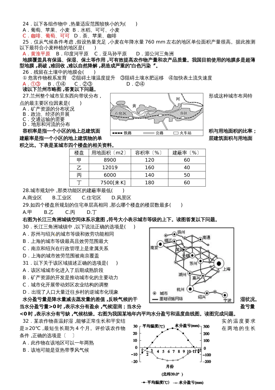 河北省邯郸市馆陶县馆陶县第一中学  高一下学期地理期末考试考前练习_第3页