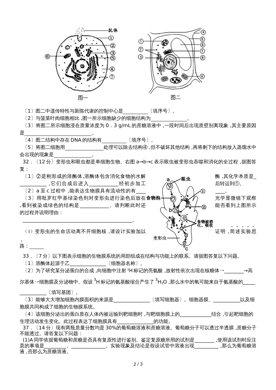 广东省惠州市惠东县惠东高级中学高一上学期12月阶段考试生物试题_第2页