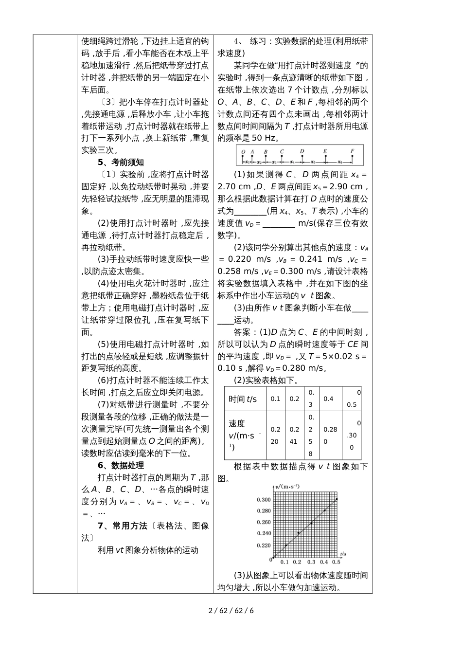 高一物理教案2.1探究小车速度随时间变化的规律_第2页