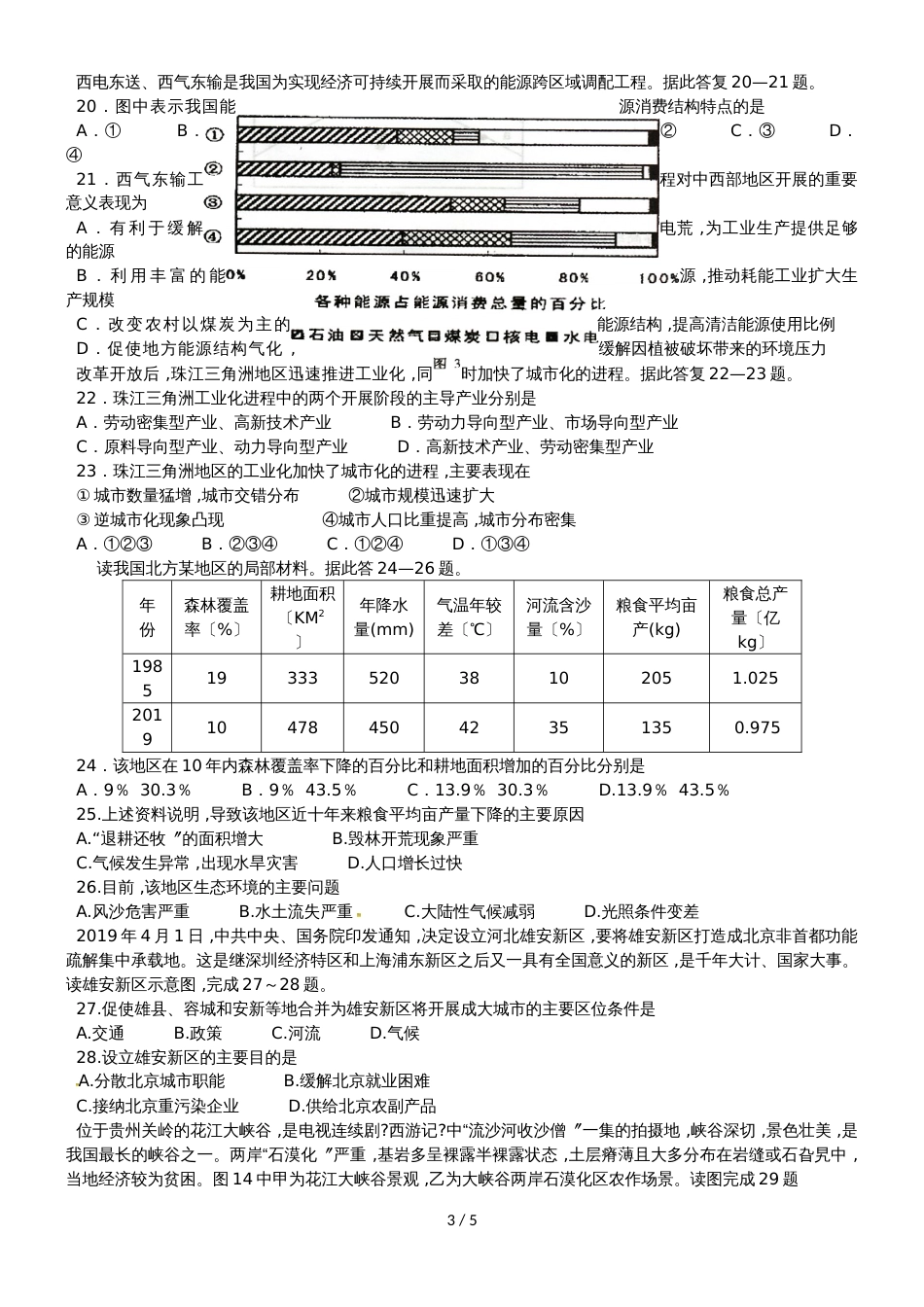 贵州省铜仁伟才学校高二地理上学期期中试题 理_第3页