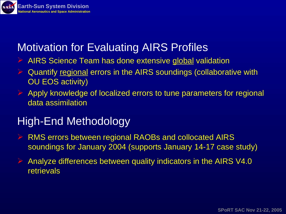 AIRS Profile Evaluation and Assimilation 空气剖面评价和同化_第2页