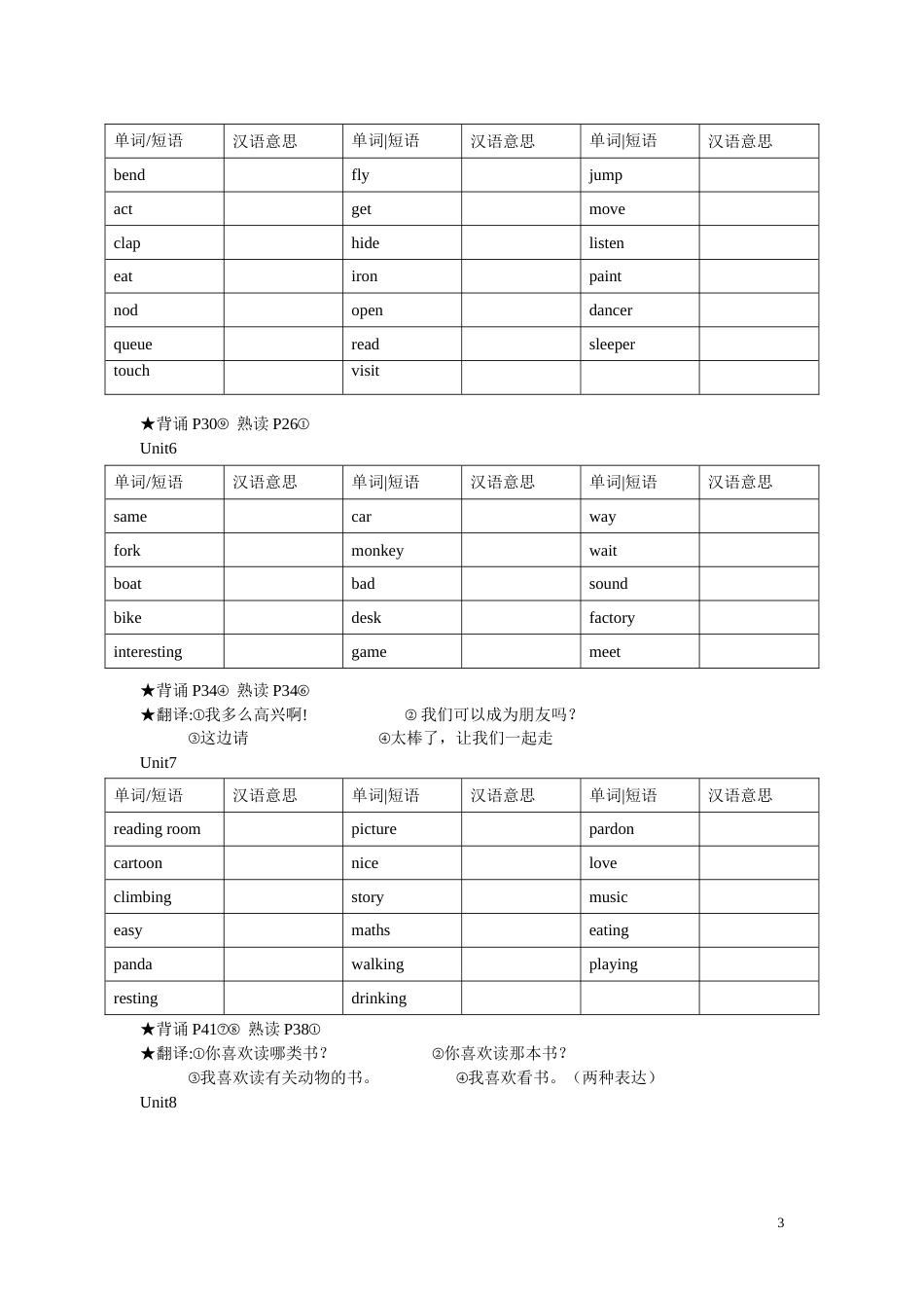 剑桥一级下册复习大纲_第3页