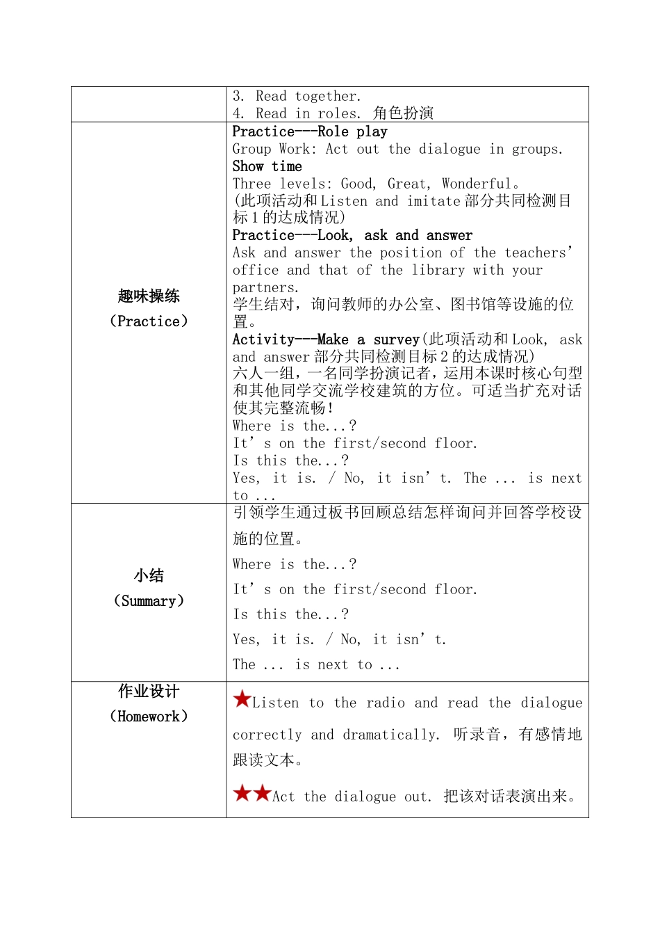 Pep小学四年级英语下册Unit1教案_第3页