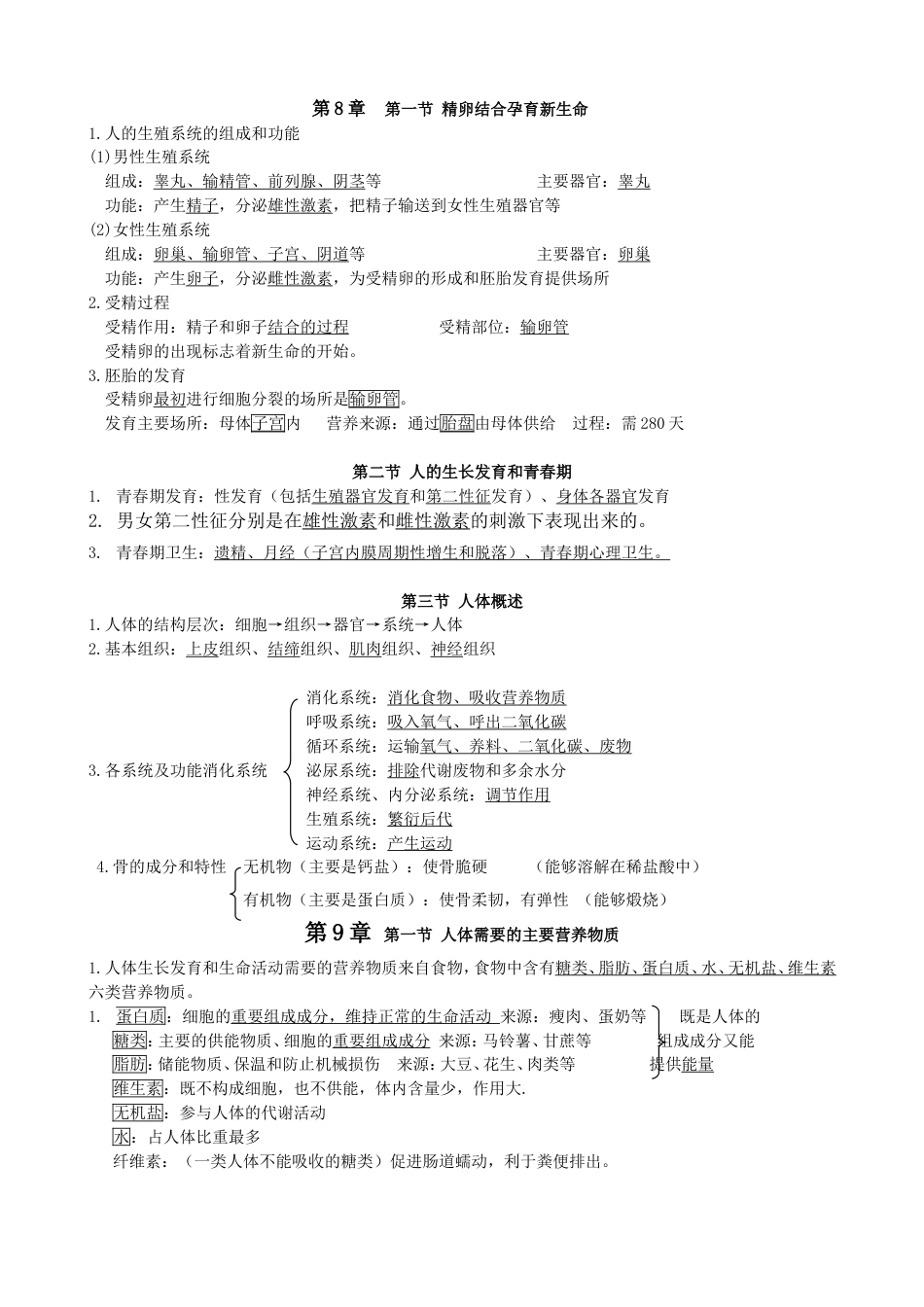 2018苏教版七年级生物下册知识点[共7页]_第1页