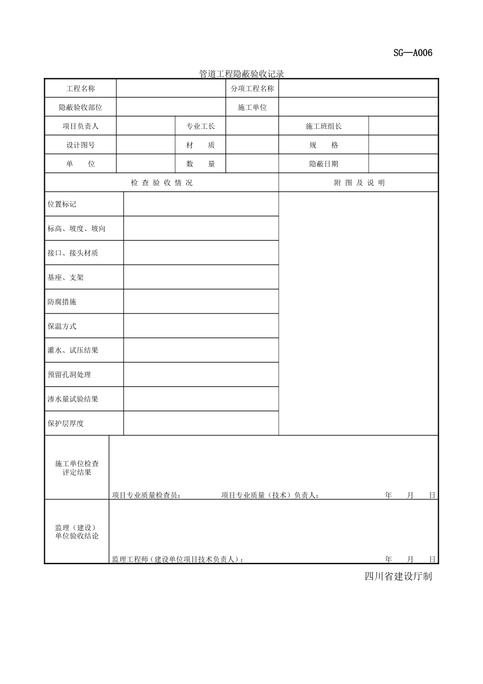 SGA006管道工程隐蔽验收记录_第1页