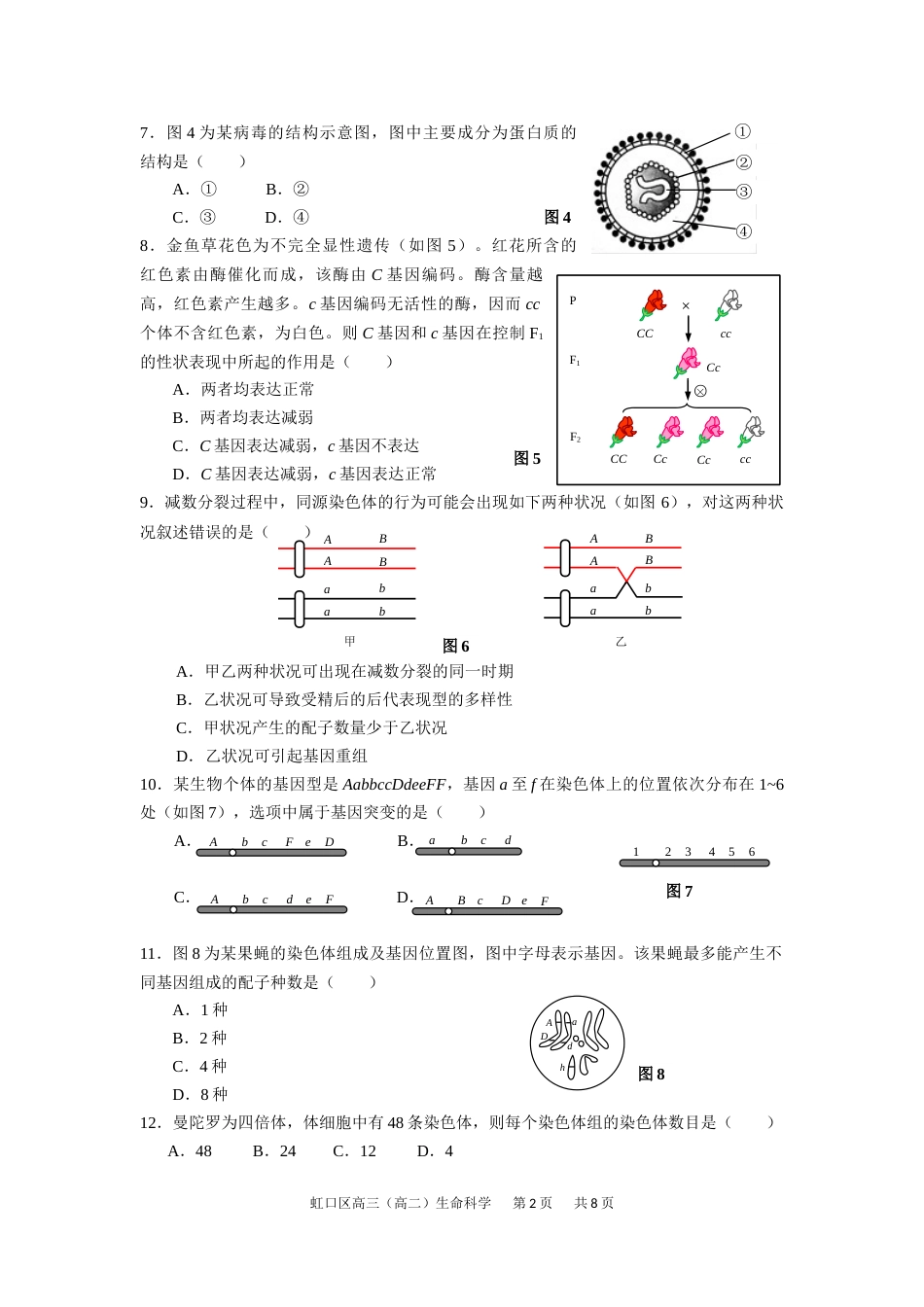 2019虹口生物一模有答案_第2页