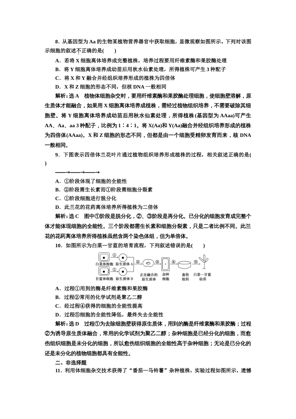 20182019学年高中生物人教版选修3专题2细胞工程课时跟踪检测五植物细胞工程的基本技术_第3页