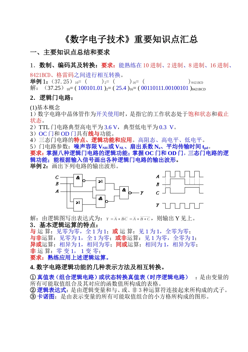 《数字电子技术》复习知识点[共19页]_第1页