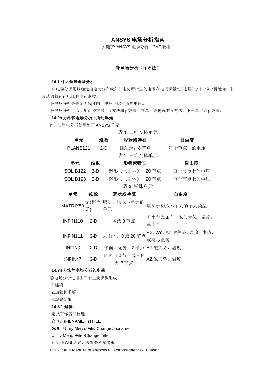 ANSYS电场分析教程经典入门教程_第1页