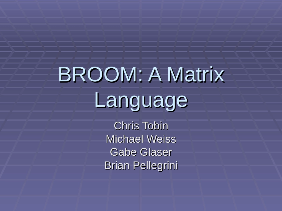 BROOM A Matrix Language一种矩阵语言_第1页