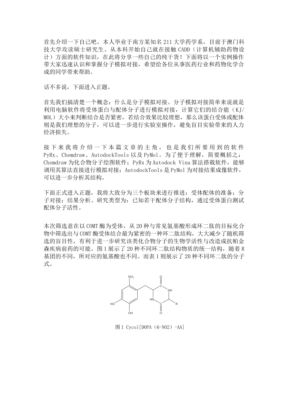 10分钟教你掌握分子对接模拟软件医药向_第1页