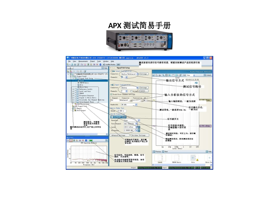 APX 500 音频分析仪 使用简易图解_第1页