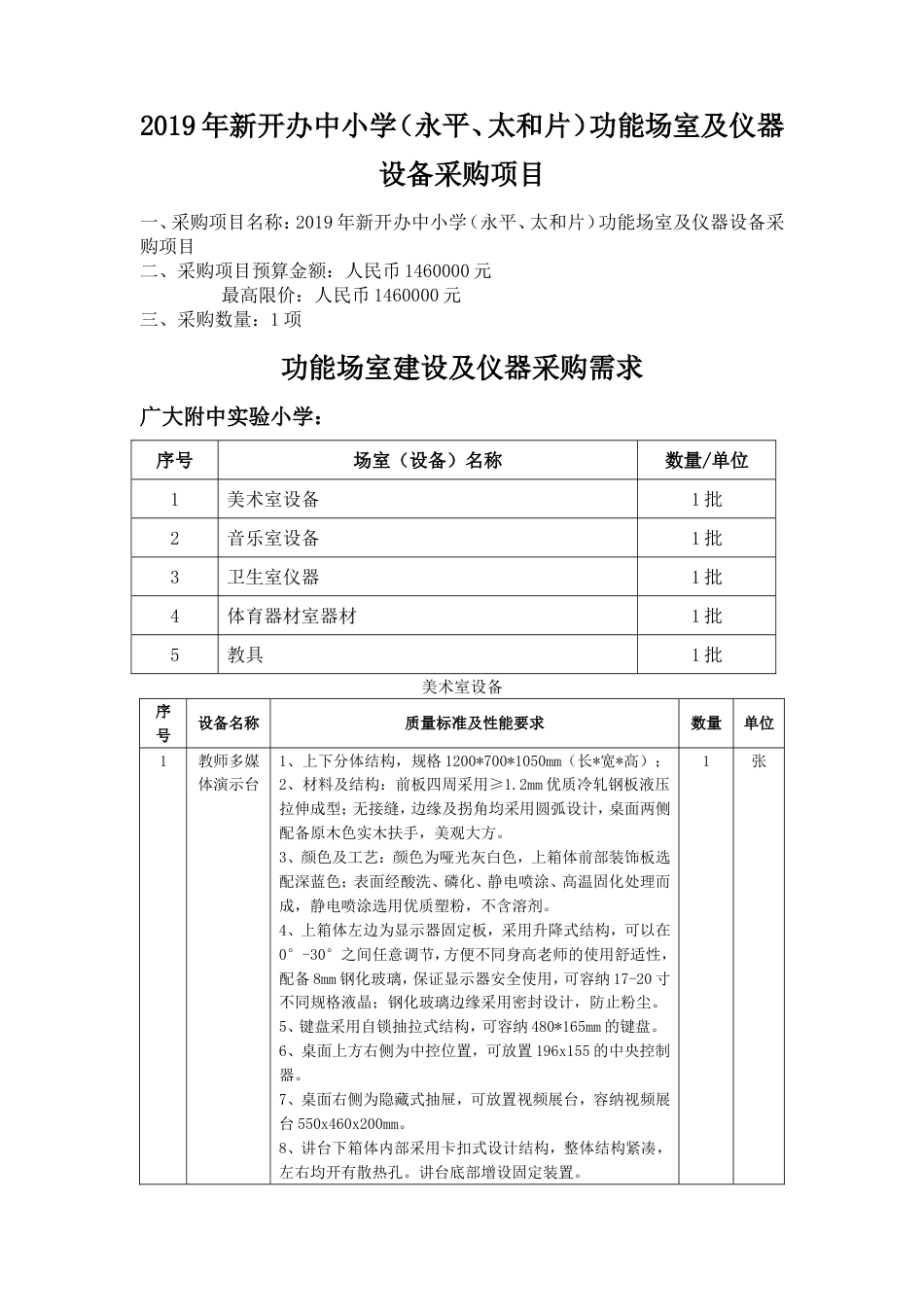 新开办中小学（永平、太和片）功能场室及仪器设备采_第1页