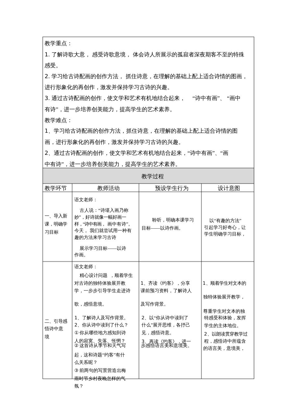 (部编)初中语文人教2011课标版七年级下册语文、美术“跨学科”融合教学《约客》教学设计[共5页]_第2页