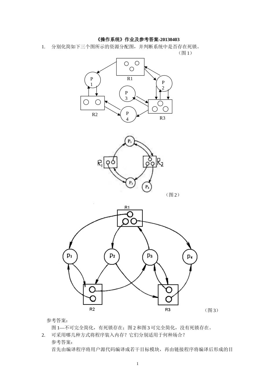 20130403操作系统作业及参考答案_第1页