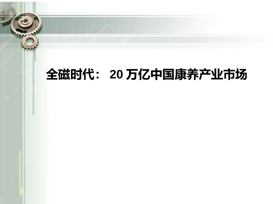 全磁时代：20万亿中国康养产业市场_第1页