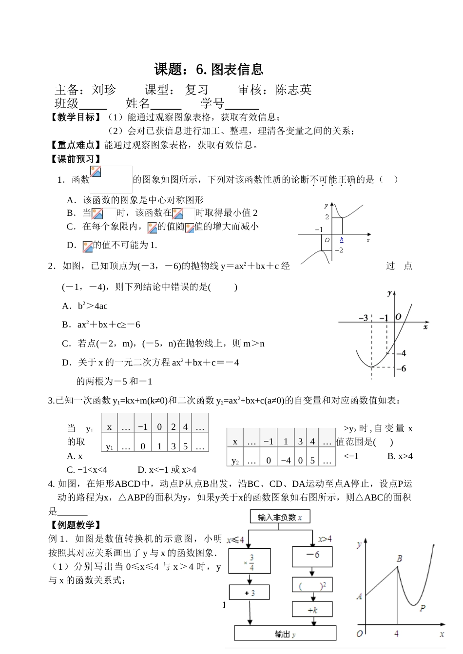 江苏省镇江实验学校九年级中考数学复习教学案：图表信息（无答案）_第1页